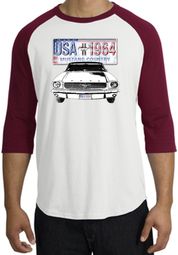 Ford Mustang Shirt USA 1964 Country Raglan Tee White/Cardinal