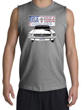 Ford Mustang Shirt USA 1964 Country Sport Grey Muscle Shirt