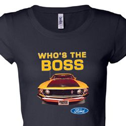 Ford Mustang Shirt Who's The Boss 302 Ladies Longer Length Tee T-Shirt Ford Mustang Shirt Who's The Boss 302 Ladies Longer Length Tee T-Shirt
