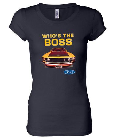Ford Mustang Shirt Who's The Boss 302 Ladies Longer Length Tee T-Shirt