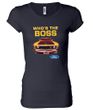 Ford Mustang Shirt Who's The Boss 302 Ladies Longer Length Tee T-Shirt
