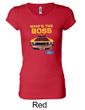 Ford Mustang Shirt Who's The Boss 302 Ladies Longer Length Tee T-Shirt