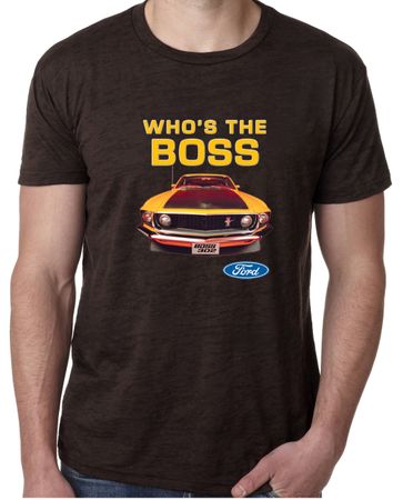 Ford Mustang Shirt Who's The Boss 302 Mens Burnout Tee T-Shirt