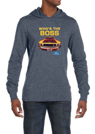 Ford Mustang Shirt Who's The Boss 302 Mens Lightweight Hoodie Tee
