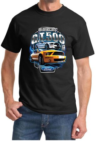 Ford Mustang Shirt Yellow and White GT 500 Tee T-shirt