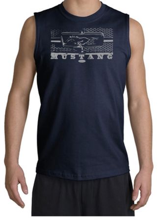 Ford Mustang Shooter - Legend Honeycomb Grille Adult Navy Muscle Shirt