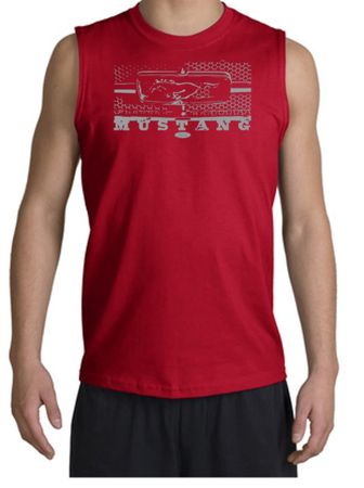 Ford Mustang Shooter - Legend Honeycomb Grille Adult Red Muscle Shirt