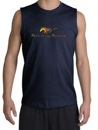 Ford Mustang Shooter Shirt - Make It My Grill Adult Navy Muscle Shirt Ford Mustang Shooter Shirt - Make It My Grill Adult Navy Muscle Shirt