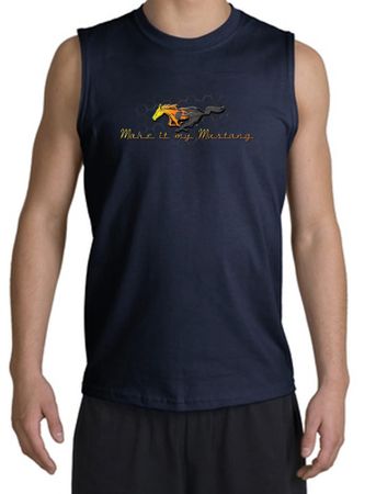 Ford Mustang Shooter Shirt - Make It My Grill Adult Navy Muscle Shirt