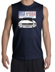Ford Mustang Shooter Shirt - USA 1964 Country Adult Navy Muscle Shirt Ford Mustang Shooter Shirt - USA 1964 Country Adult Navy Muscle Shirt