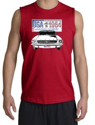 Ford Mustang Shooter Shirt - USA 1964 Country Adult Red Muscle Shirt Ford Mustang Shooter Shirt - USA 1964 Country Adult Red Muscle Shirt