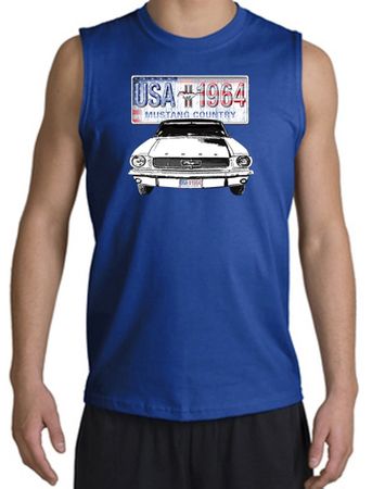 Ford Mustang Shooter Shirt - USA 1964 Country Adult Royal Muscle Shirt