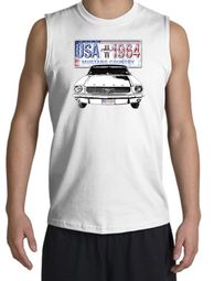 Ford Mustang Shooter Shirt - USA 1964 Country Adult White Muscle Shirt Ford Mustang Shooter Shirt - USA 1964 Country Adult White Muscle Shirt
