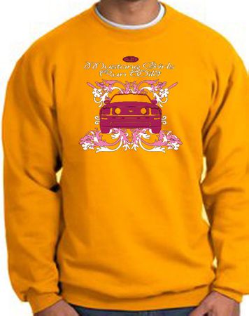 Ford Mustang Sweatshirt - Girls Run Wild Adult Gold Sweat Shirt