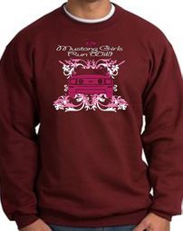 Ford Mustang Sweatshirt - Girls Run Wild Adult Maroon Sweat Shirt Ford Mustang Sweatshirt - Girls Run Wild Adult Maroon Sweat Shirt