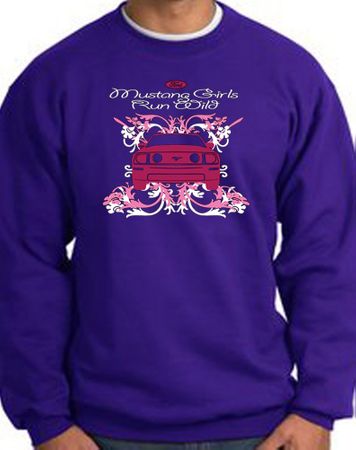 Ford Mustang Sweatshirt - Girls Run Wild Adult Purple Sweat Shirt