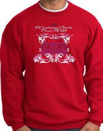 Ford Mustang Sweatshirt - Girls Run Wild Adult Red Sweat Shirt Ford Mustang Sweatshirt - Girls Run Wild Adult Red Sweat Shirt