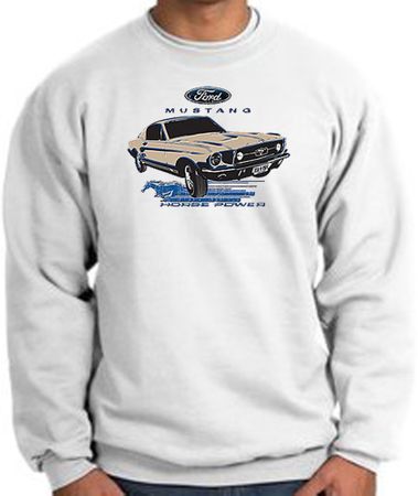 Ford Mustang Sweatshirt - Horsepower Adult White Sweat Shirt