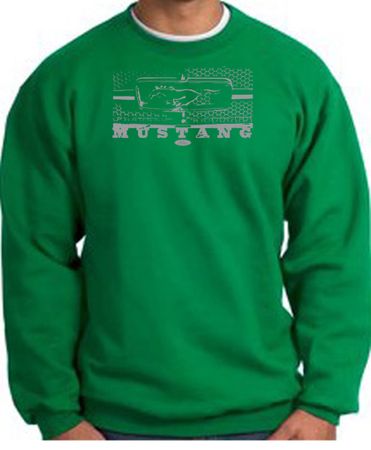 Ford Mustang Sweatshirt Legend Honeycomb Grille Kelly Green Sweatshirt