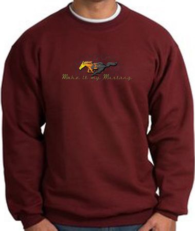 Ford Mustang Sweatshirt - Make It My Mustang Grill Maroon Sweat Shirt