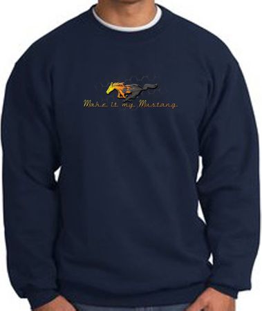 Ford Mustang Sweatshirt - Make It My Mustang Grill Navy Sweat Shirt