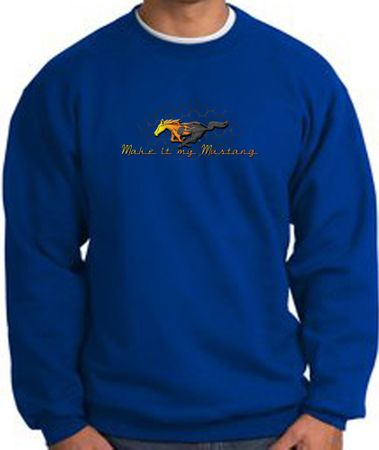 Ford Mustang Sweatshirt - Make It My Mustang Grill Royal Sweat Shirt