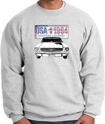 Ford Mustang Sweatshirt - USA 1964 Country Adult Ash Sweat Shirt Ford Mustang Sweatshirt - USA 1964 Country Adult Ash Sweat Shirt