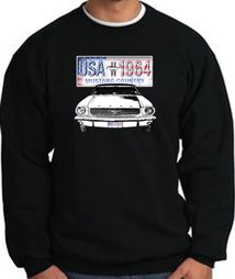 Ford Mustang Sweatshirt - USA 1964 Country Adult Black Sweat Shirt Ford Mustang Sweatshirt - USA 1964 Country Adult Black Sweat Shirt