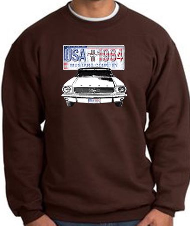 Ford Mustang Sweatshirt - USA 1964 Country Adult Brown Sweat Shirt