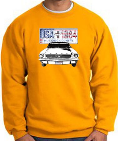 Ford Mustang Sweatshirt - USA 1964 Country Adult Gold Sweat Shirt
