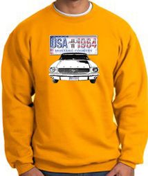 Ford Mustang Sweatshirt - USA 1964 Country Adult Gold Sweat Shirt Ford Mustang Sweatshirt - USA 1964 Country Adult Gold Sweat Shirt