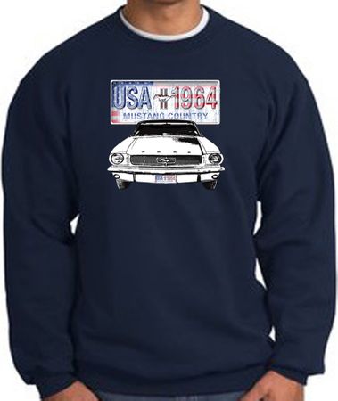Ford Mustang Sweatshirt - USA 1964 Country Adult Navy Sweat Shirt