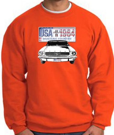 Ford Mustang Sweatshirt - USA 1964 Country Adult Orange Sweat Shirt