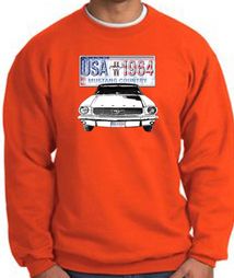 Ford Mustang Sweatshirt - USA 1964 Country Adult Orange Sweat Shirt Ford Mustang Sweatshirt - USA 1964 Country Adult Orange Sweat Shirt
