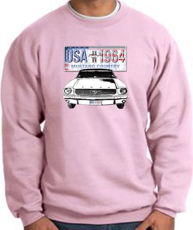 Ford Mustang Sweatshirt - USA 1964 Country Adult Pink Sweat Shirt
