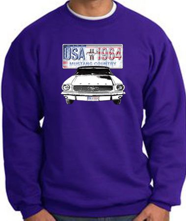 Ford Mustang Sweatshirt - USA 1964 Country Adult Purple Sweat Shirt