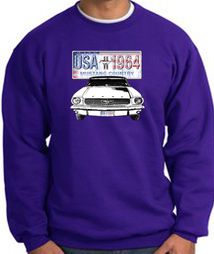 Ford Mustang Sweatshirt - USA 1964 Country Adult Purple Sweat Shirt Ford Mustang Sweatshirt - USA 1964 Country Adult Purple Sweat Shirt