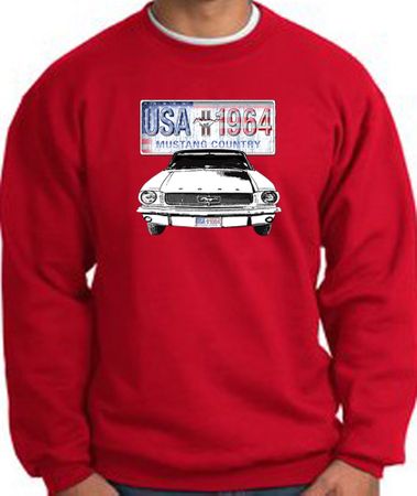 Ford Mustang Sweatshirt - USA 1964 Country Adult Red Sweat Shirt