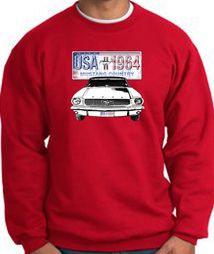Ford Mustang Sweatshirt - USA 1964 Country Adult Red Sweat Shirt Ford Mustang Sweatshirt - USA 1964 Country Adult Red Sweat Shirt
