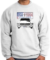 Ford Mustang Sweatshirt - USA 1964 Country Adult White Sweat Shirt Ford Mustang Sweatshirt - USA 1964 Country Adult White Sweat Shirt