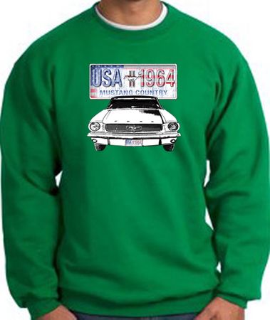 Ford Mustang Sweatshirt USA 1964 Country Kelly Green Sweat Shirt