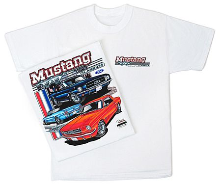 Ford Mustang T-shirt - Classic Hotrod Adult White Tee Shirt