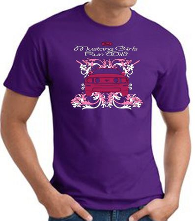 Ford Mustang T-Shirt - Girls Run Wild Adult Purple Tee Shirt