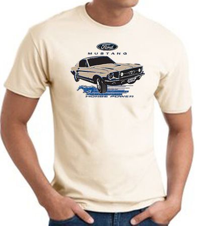 Ford Mustang T-shirt - Horsepower Adult Natural Tee Shirt