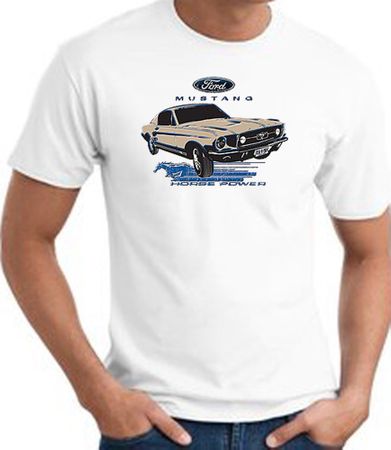 Ford Mustang T-shirt - Horsepower Adult White Tee Shirt