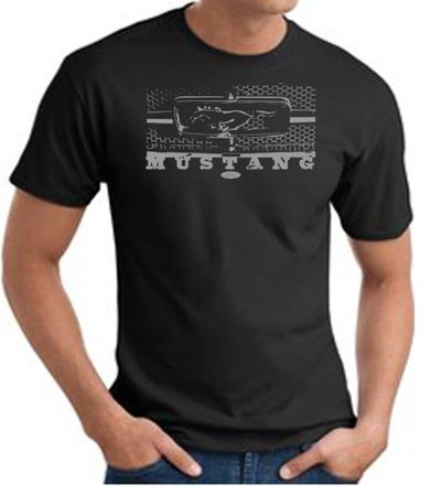 Ford Mustang T-Shirt - Legend Honeycomb Grille Adult Black Tee