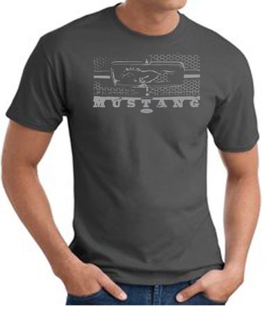 Ford Mustang T-Shirt - Legend Honeycomb Grille Adult Charcoal Tee