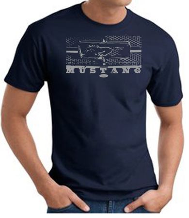 Ford Mustang T-Shirt - Legend Honeycomb Grille Adult Navy Tee