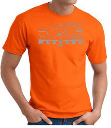 Ford Mustang T-Shirt - Legend Honeycomb Grille Adult Orange Tee