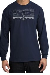 Ford Mustang T-Shirt - Legend Honeycomb Grille Long Sleeve Shirt Navy Ford Mustang T-Shirt - Legend Honeycomb Grille Long Sleeve Shirt Navy